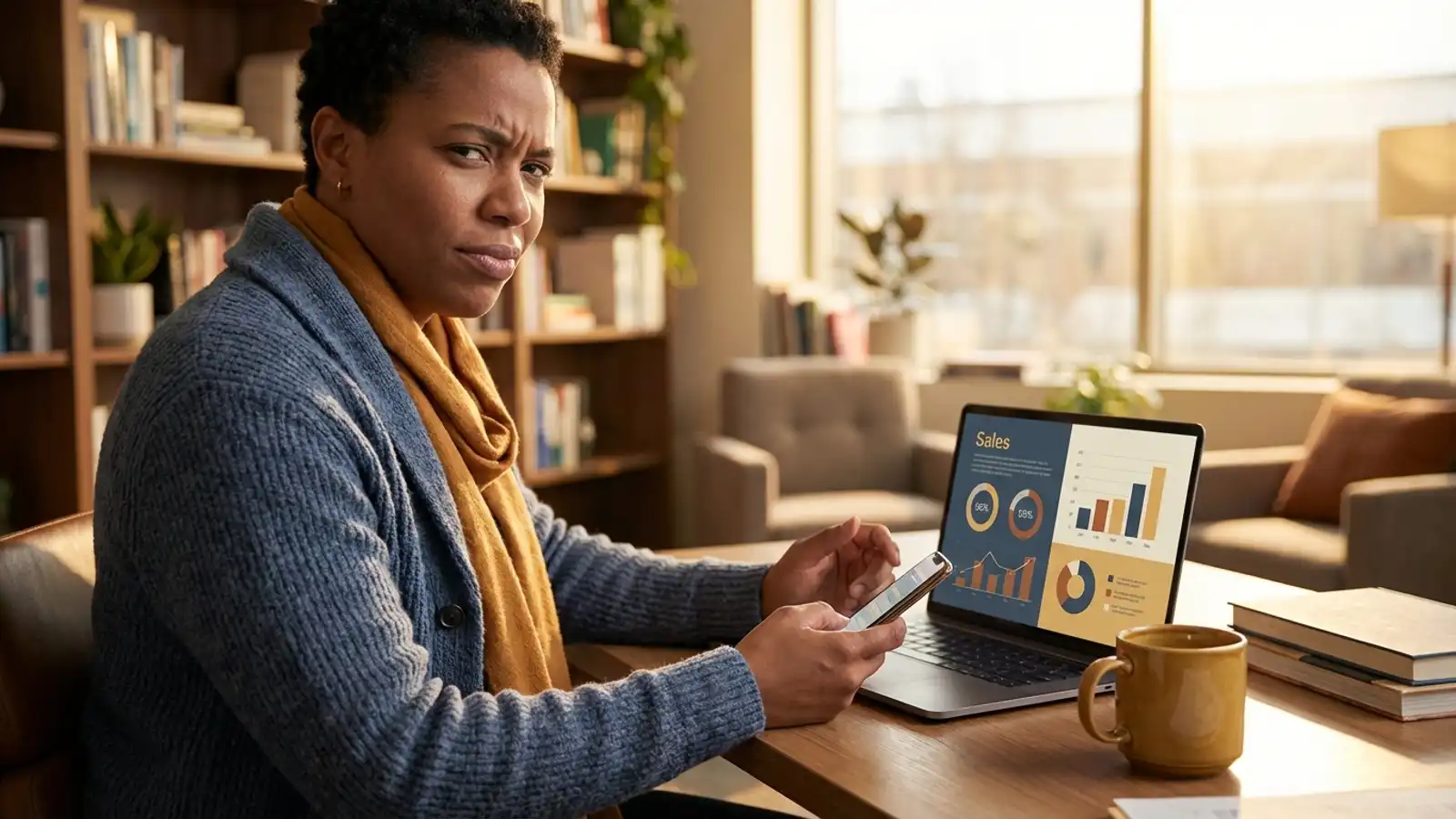 Person skeptically reviewing a Gold IRA sales pitch on laptop